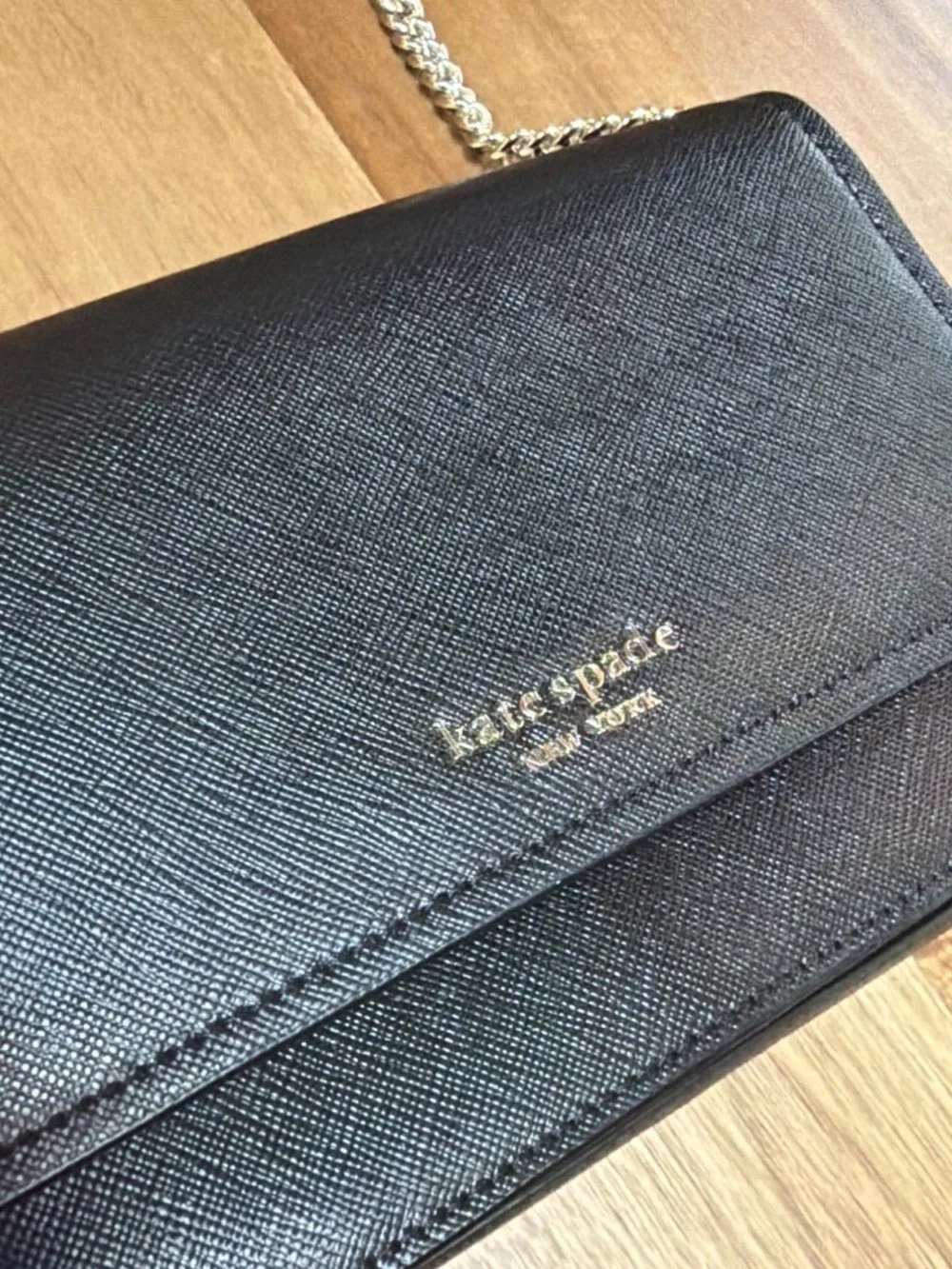 Kate Spade Black Small Crossbody Bag with Gold Chain EUC Youth